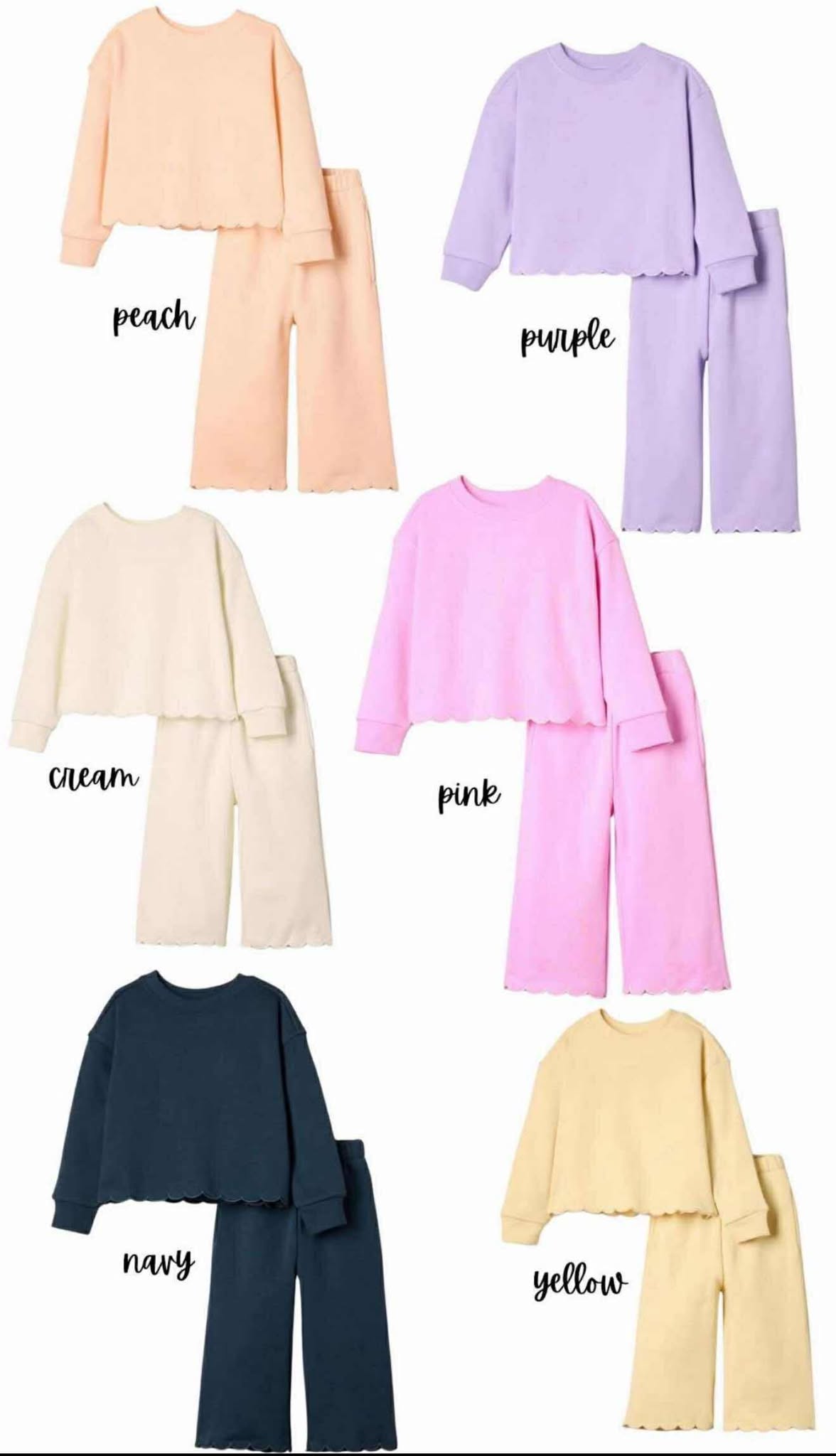 Scalloped Terry Pant and Top Sets