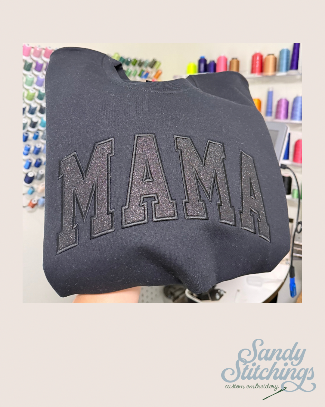 MAMA monochromatic sweatshirt with glitter