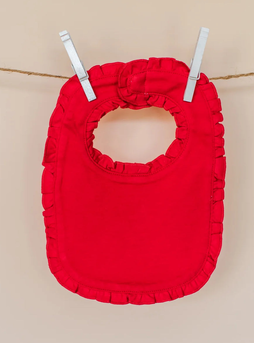 Monogrammed ruffled bib