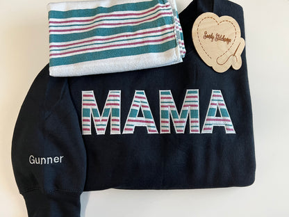 MAMA Sweatshirt (Using baby blanket/onesie with names on sleeve)